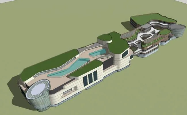 Sketchup Business Model | Multi Story Commercial Complex on Commercial Street, Modern Style