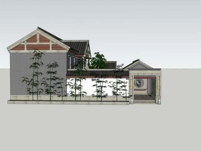 Sketchup Residential Model | Courtyard, Oriental Neoclassical
