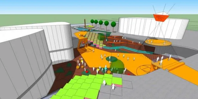 Sketchup Landscape Model | Square Landscape, Modern Style