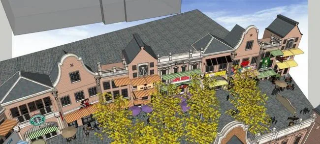 Sketchup Business Model | Multi story Commercial Street, Facade, Commercial Building, Shopping Mall, European Style