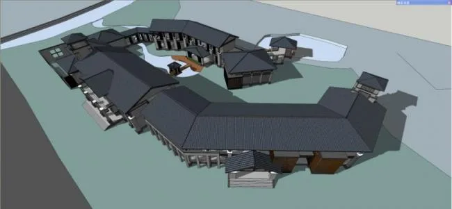 SketchUp Business Model: Multi-Story Commercial Club in Modern Chinese Style
