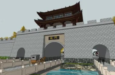 SketchUp Landscape Model: Traditional Chinese City Wall and Ancient Architecture-BIM WORLD