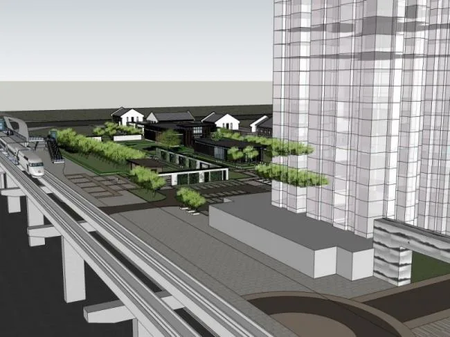 Sketchup Business Model | Multi story Sales Office, Modern Chinese Style