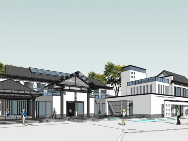 Sketchup Business Model | Low rise Clubhouse, Modern Chinese Style