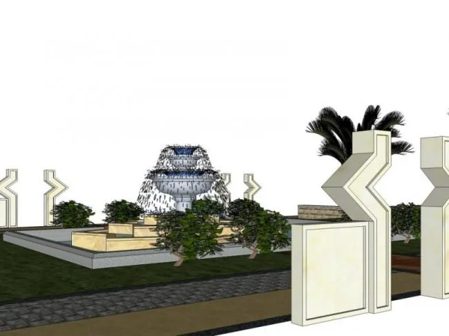 Sketchup Landscape Model | Central Courtyard Landscape, Classical Style