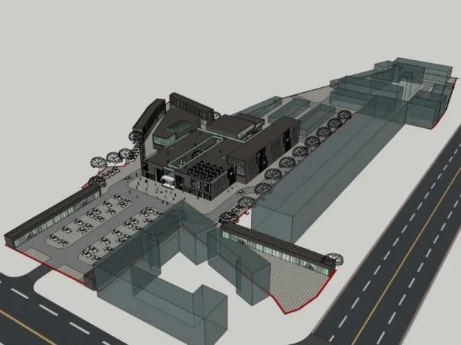 Sketchup Business Model | Multi story Business Center, Modern Style