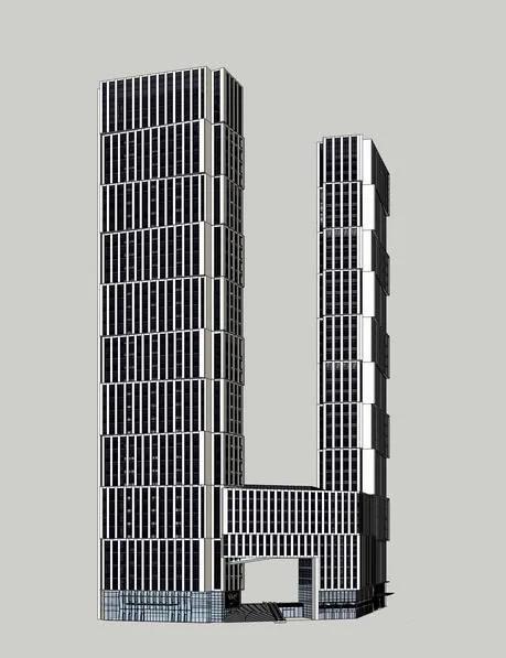 Modern High-Rise Office Building Model in SketchUp