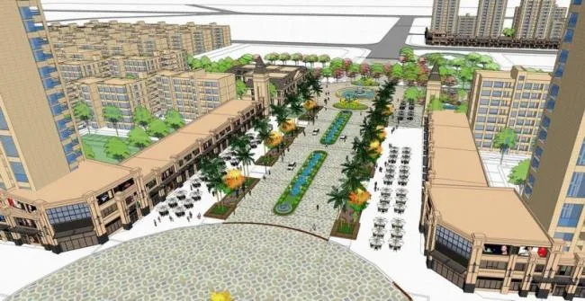 Sketchup Business Model | Multi story Commercial Street, Neoclassical Style