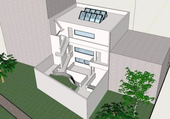 Sketchup Residential Model | Multi story Residence, Corbusier, Modern Style