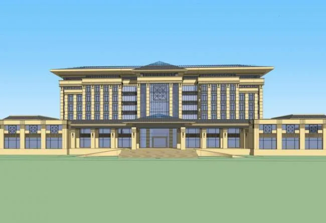 Sketchup Office Model | Multi story Government Office Building, New Chinese Style