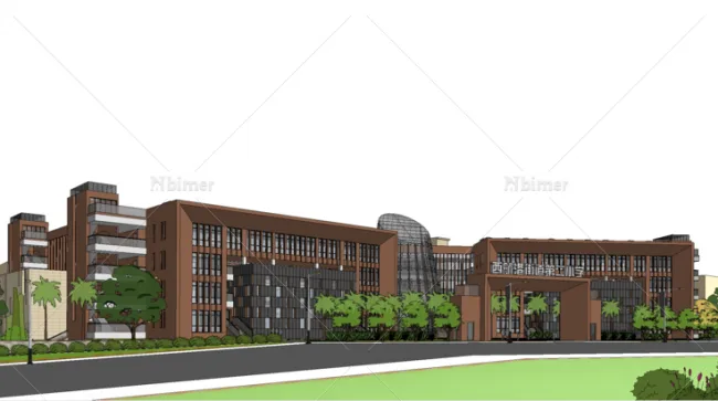 Sketchup School Model | Multi story Elementary School, Campus Educational Architecture, Classical Style