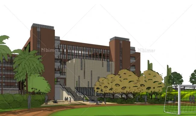 Sketchup School Model | Multi story Elementary School, Campus Educational Architecture, Classical Style