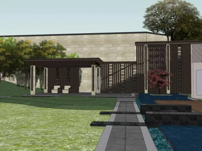 Sketchup Landscape Model | Courtyard Landscape, Classical Style