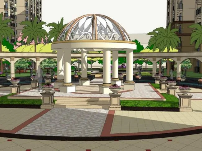 Sketchup Landscape Model | Community Landscape, Residential Landscape, Classical Style