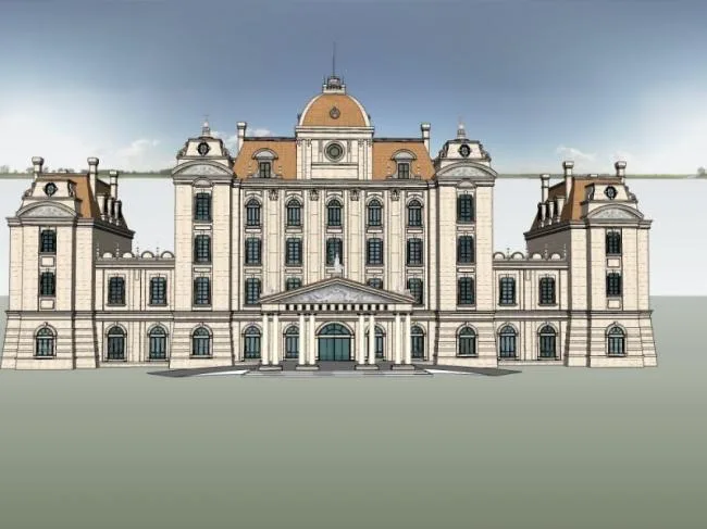 Classical Multi-Story Hotel Model in SketchUp