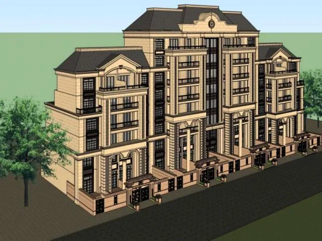 Sketchup Residential Model | High rise residential building, European classical style