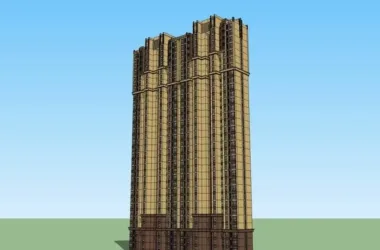 SketchUp Model of a 33-Story Classical-Style High-Rise Residential Building-BIM WORLD