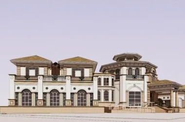 SketchUp Business Model: Multi-Story Commercial Club in Classic Spanish Style-BIM WORLD