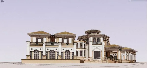 SketchUp Business Model: Multi-Story Commercial Club in Classic Spanish Style