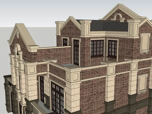 Sketchup Villa Model | Single Family Villa, Classical Style