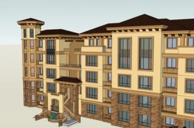 Classical Multi-Story Apartment Residential Model in SketchUp-BIM WORLD
