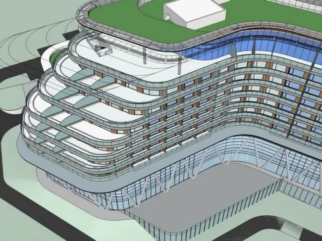 Modern Multi-Story Hotel Model in SketchUp