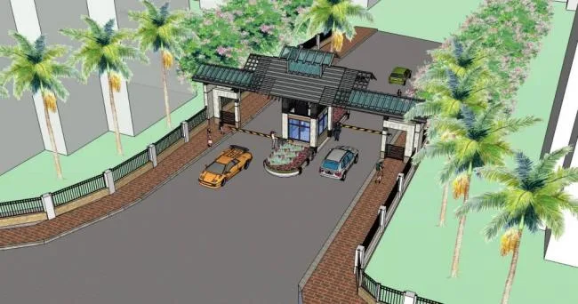 Sketchup Landscape Model | Entrance Landscape, Security Pavilion, Single Story, Chinese Style