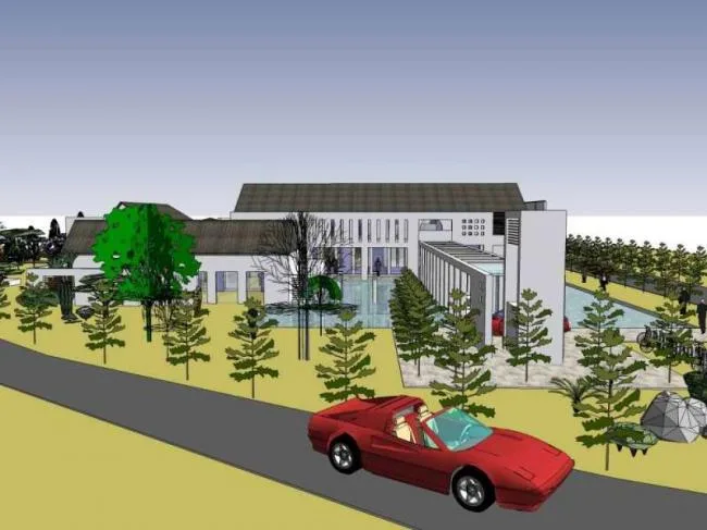 Sketchup Office Model | Hydroelectric Power Plant Office Building, Multi story, Modern Chinese Style