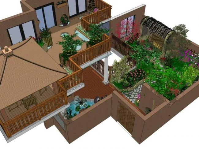 Sketchup Landscape Model | Courtyard Garden, Chinese Style