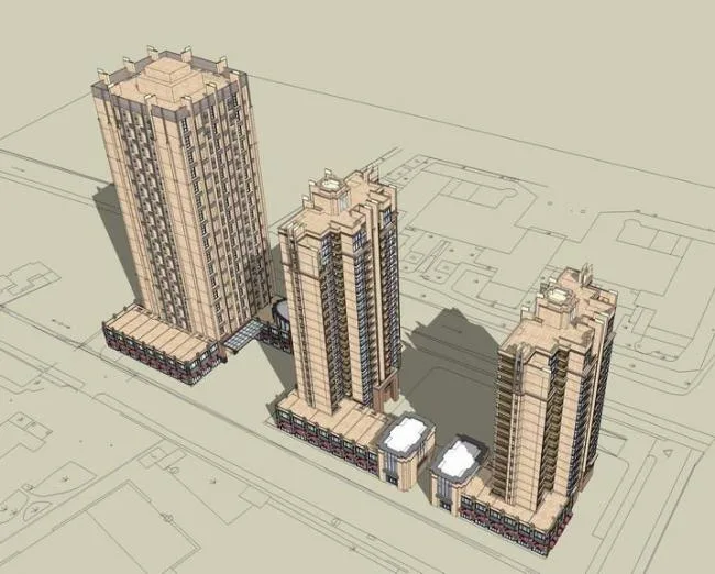 SketchUp Residential Models: Modern High-Rise Apartments, Street-Level Commercial Spaces, and Mixed-Use Podiums