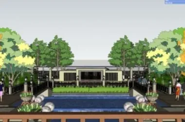 Classical Style Mansion Landscape Model in SketchUp-BIM WORLD