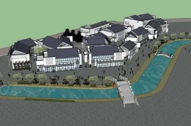 SketchUp Business Model: Multi-Story Commercial and Pedestrian Streets with Chinese Architectural Style-BIM WORLD