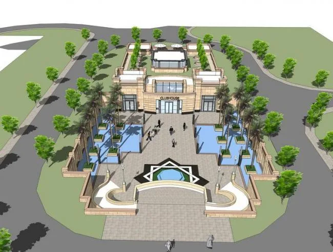 Sketchup Business Model | Multi story sunken clubhouse, commercial building, European style, classical style