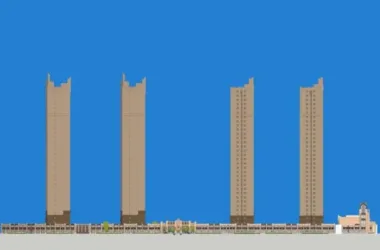 Modern 40-Story High-Rise Residential Building SketchUp Model-BIM WORLD