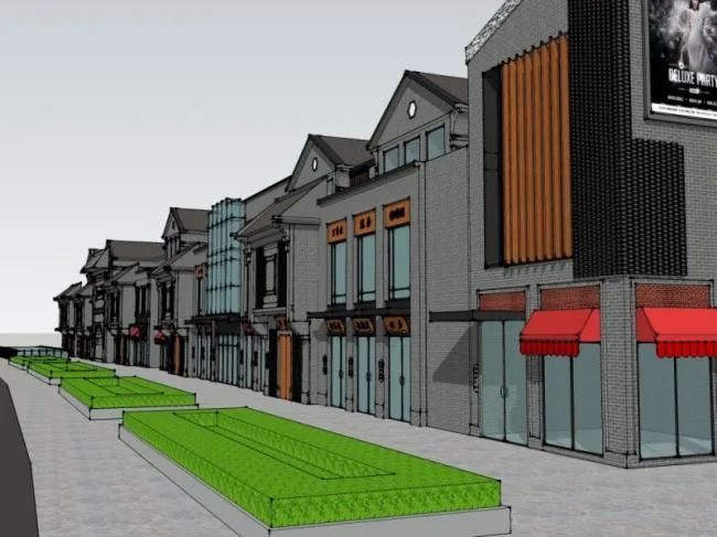 Sketchup Business Model | Multi story Commercial Street, Modern Style