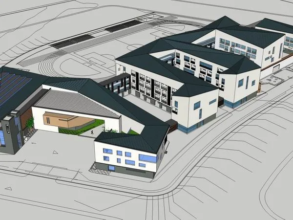 Sketchup School Model | Multi story Middle and Primary Schools, Campus Educational Buildings, Public Buildings, Modern Chinese Style