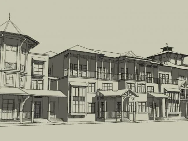 Sketchup Villa Model | Multi row Villa, European Style
