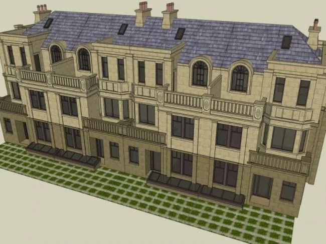 Sketchup Residential Model | Row House, Classical Style