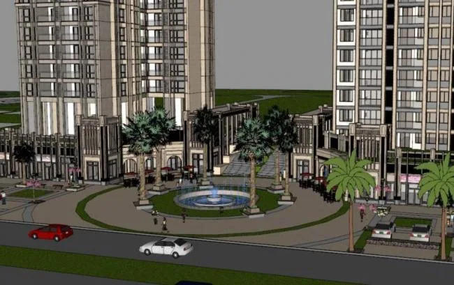 Sketchup Residential Model | High rise residential, ground floor commercial, residential building, classical style