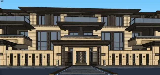 Sketchup Villa Model | Row Villa, Garden Villa, Neoclassical Style