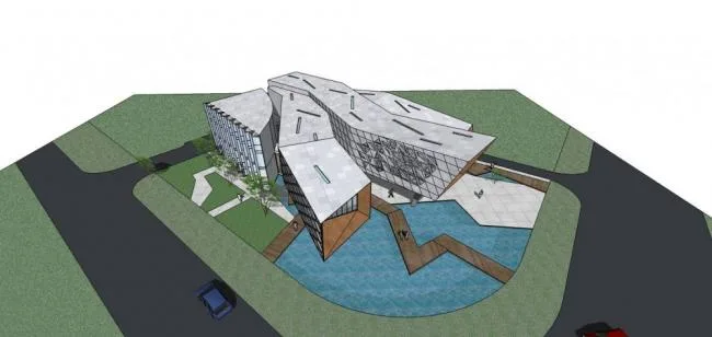 Sketchup Cultural Model | Multi story Exhibition Hall, Modern Style, Cultural Architecture
