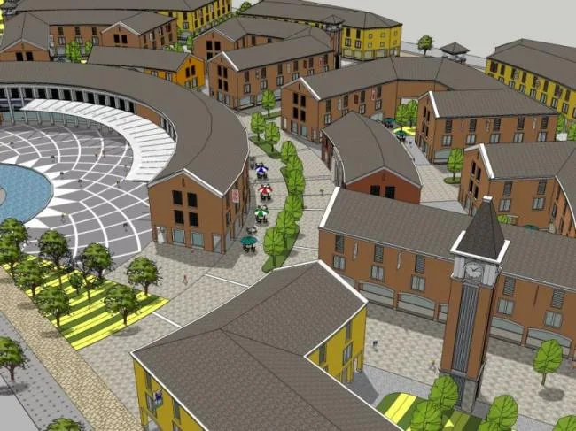Sketchup Business Model | Multi story Pedestrian Street, Classical Style
