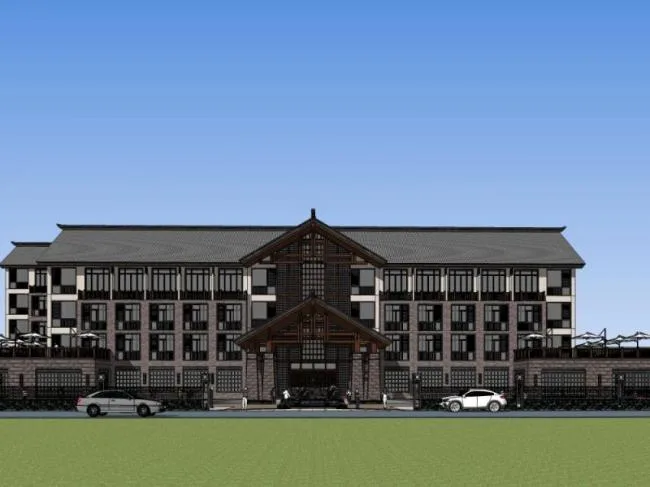 Sketchup Hotel Model | Multi story Hotel, Chinese Style