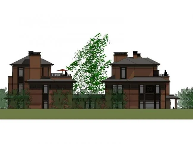 Sketchup Villa Model | Twin Villa, Modern Chinese Style