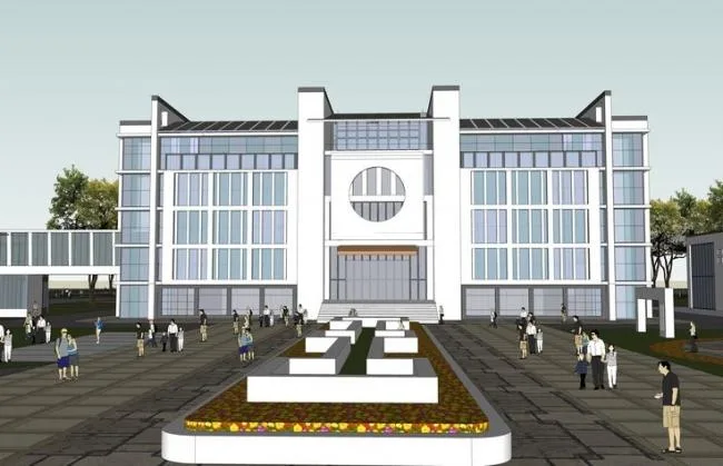 Sketchup School Model | Multi story Middle School, Teaching Building, Educational Architecture, Chinese Style