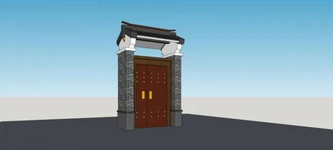 Sketchup Material Model | Courtyard Gate, Head, Entrance, Chinese Style