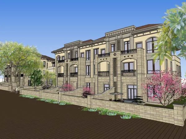 Classical Style Townhouse Villa Model in SketchUp