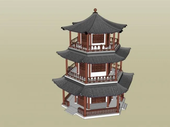 Sketchup Ancient Architecture Model | Multi story Attic, Hexagonal Attic, Ancient Architecture, Chinese Style