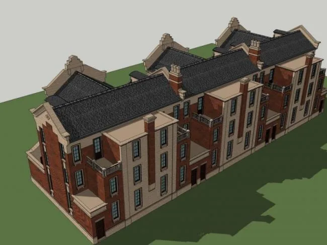 Sketchup Villa Model | Multi row Villa, European Classical Style