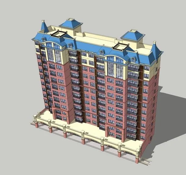 Sketchup Residential Model | Mid to High Rise Residential Buildings, French Style, Classical Style, Residential Architecture